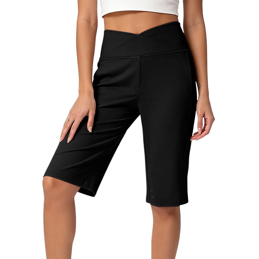 Women's Fashion -Color Stretch Yoga Cropped Pants With Pockets