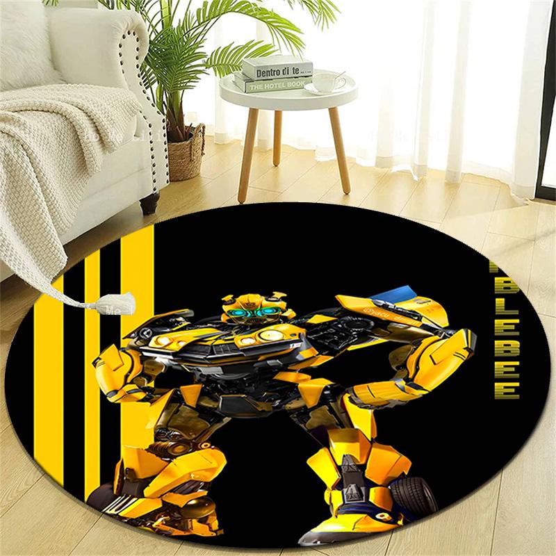 1pc Bumblebee2 Design Printed Area Round Carpet for Bedroom Living Room Home Decor Rugs Mat Non Slip Mat Rug for Bedside