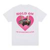 Moo Deng Hold On Im Overstimulated Pink Heart Baby Hippo Funny Meme T Shirt Unisex Vintage Harajuku Tshirt