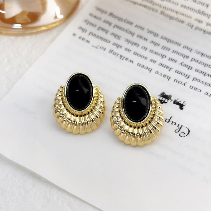 Black Oval Metal Drop Earrings for Women Minimalism Temperament Brincos Hyperbole Fashion Party Jewelry