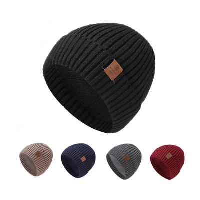 Gorro de punto para hombre de cabeza grande, color sólido, con protección para las orejas, doble capa gruesa, protección para las orejas, cálido, de lana