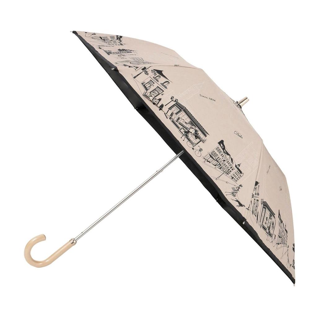 Moonbat Folding Parasol for Made in Perfect for Sun and Premium Light Heat and UV Cityscape Beige "Dachshund" Women, Japan, Rain, Blocking,