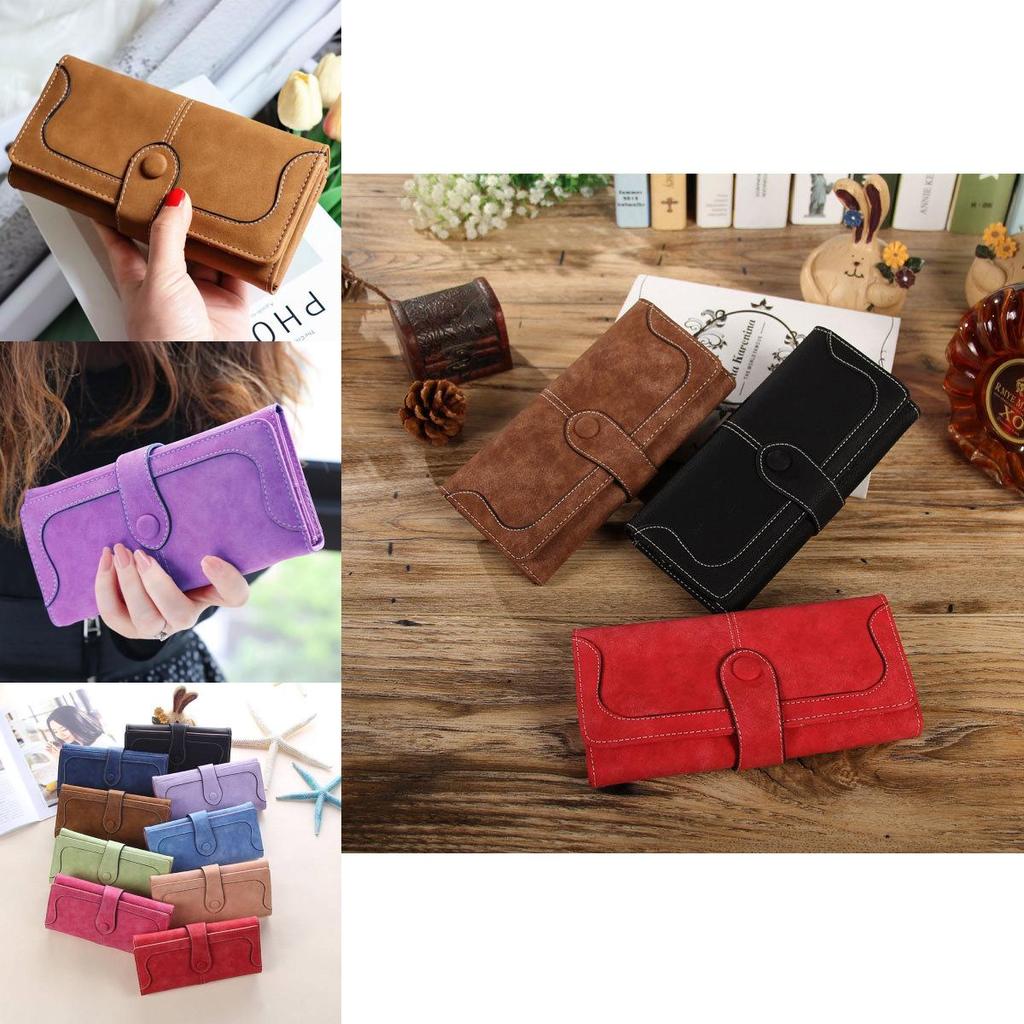 Stylish Vintage Pu Leather Long Wallet For Women With Magnetic Closure And Soft Texture