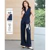 TERRE BLEUE Women's Sleeveless Shirt & Wide-Leg Pants Set