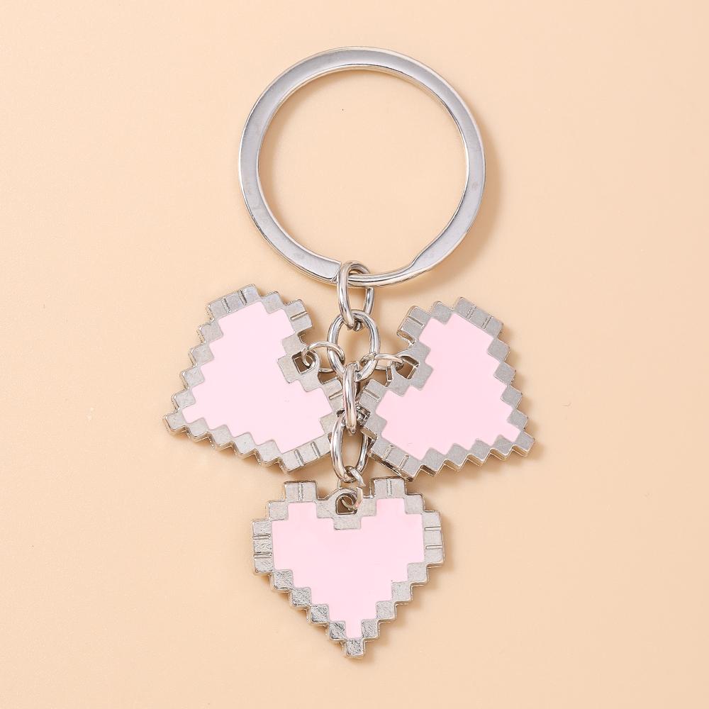 Cute Enamel Love Heart Key Chain Women Girls Key Ring Pendants for Handbag Decor DIY Handmade Key Holder Jewelry Gifts