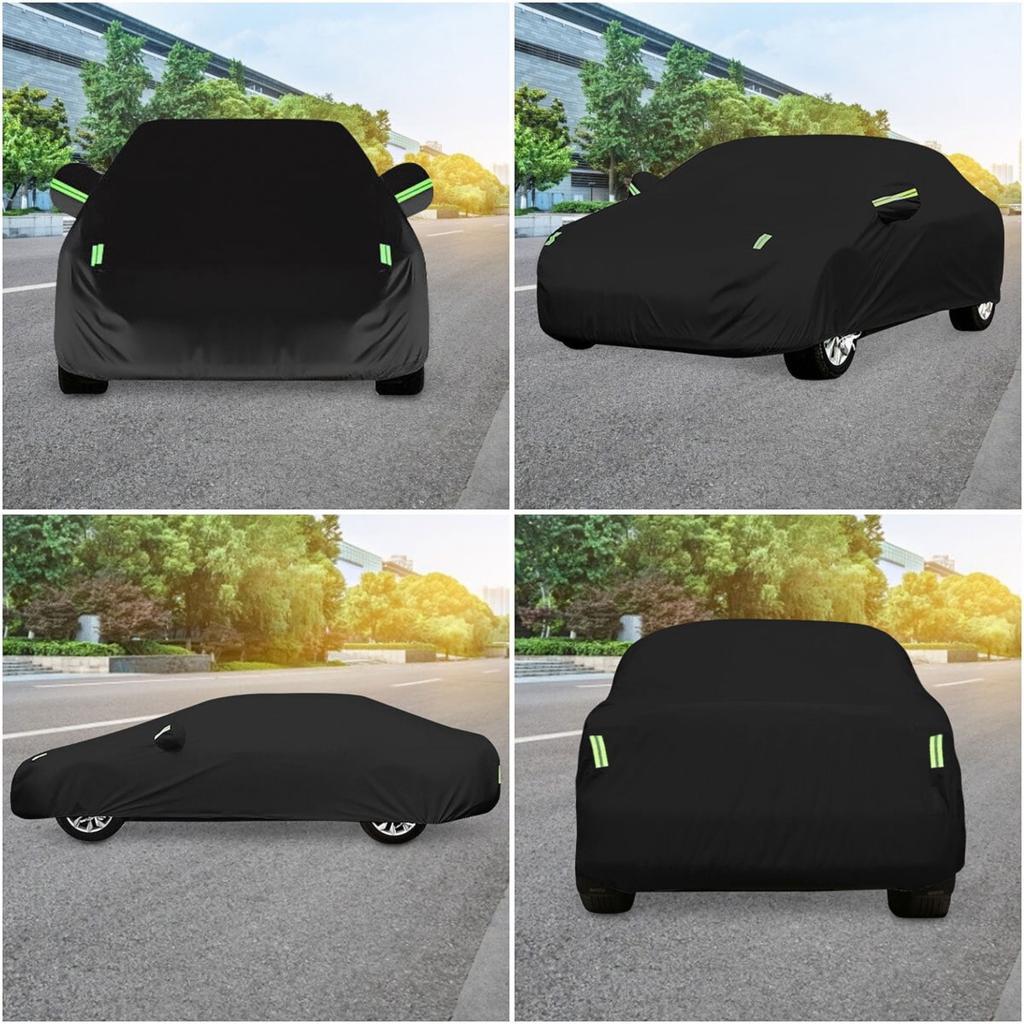Universal Car Cover For Sedan Waterproof All Weather Anti-UV Outdoor Protections, Black 3-L