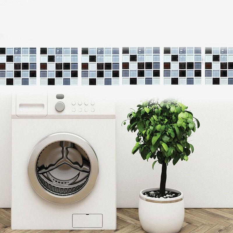 Elegant 3d Mosaic Self-adhesive Oil-proof Wall Sticker Set For Home Kitchen Decor