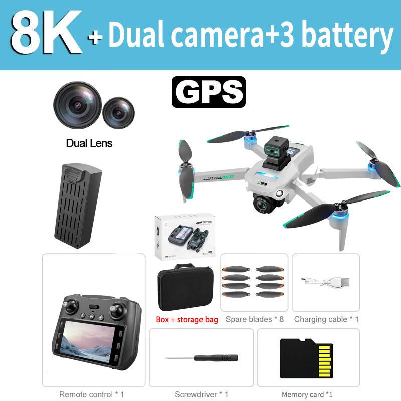 New GPS Drone Pro 5G Dual-Camera 8K HD Aerial Photography Drone with Screen Omnidirectional Obstacle Avoidance Dron RC Toy Boys