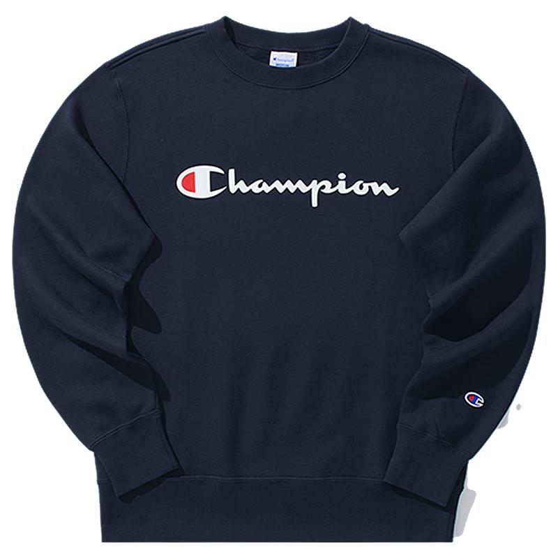 Champion Men's Script Logo Fleece Lined Round Neck Sweatshirt