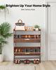Shoe Cabinet with 2 Flip Drawers, Mid-Century Shoes Storage Cabinet with Anti-Tipping Device, Freestanding Fluted Shoe Organizer, Ideal for Entrance,