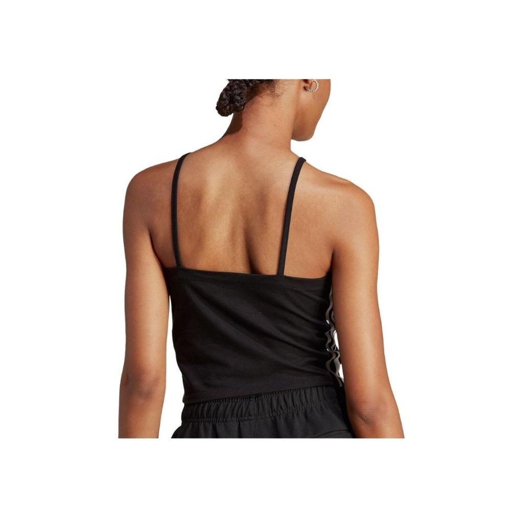Adidas Originals Letter Logo Striped Tank Top Women Tops Black IB7302