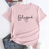 Summer Round Neck Letter Blessed Printed Top Fashionable Casual Short Sleeved Women's Pure Cotton T-shirts