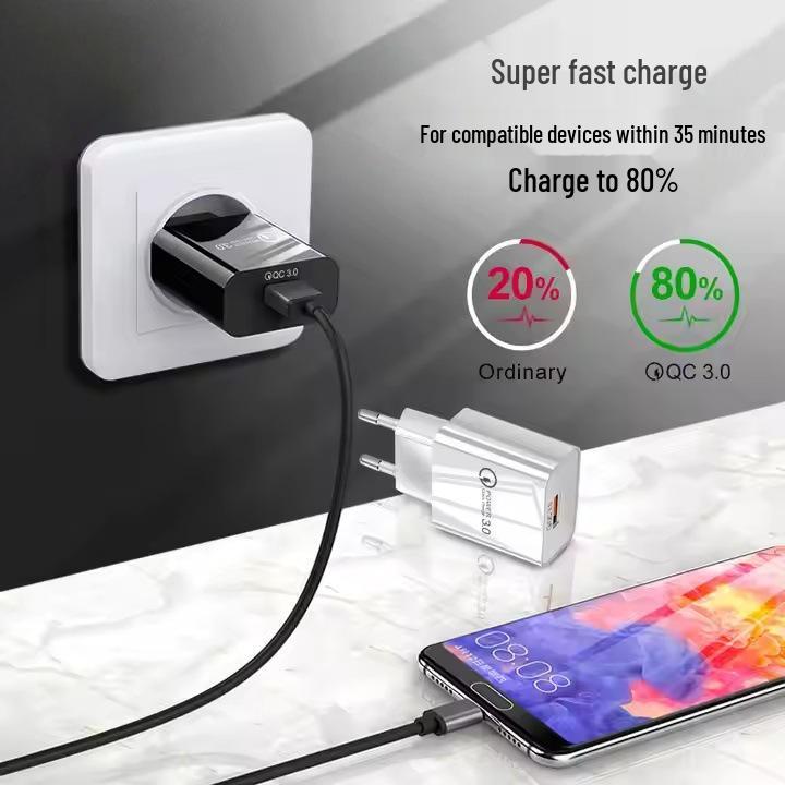 QC3.0 EU/UK Spec Fast Charger 5V 3A/9V 2A USB Adapter