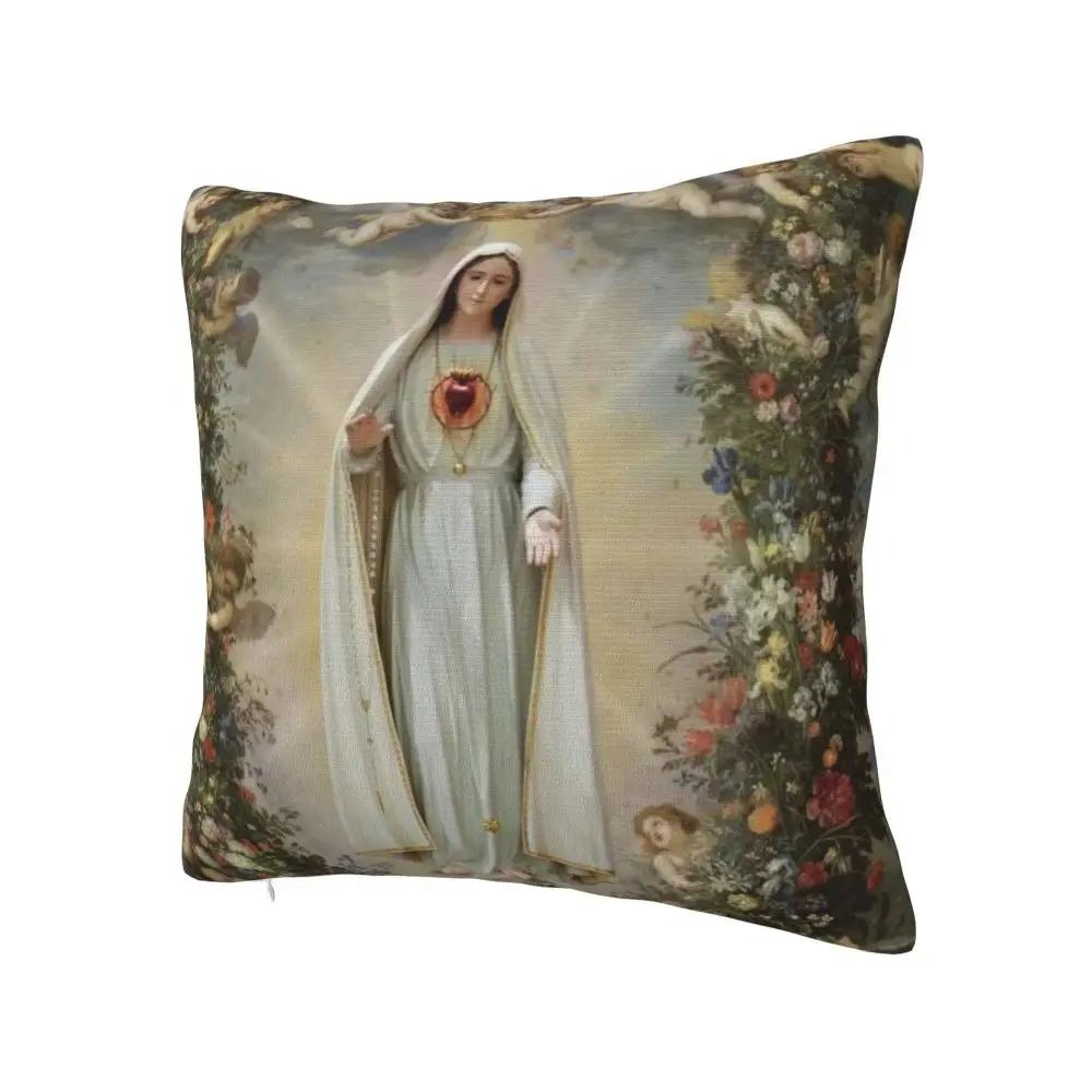 Virgin Mary Heart Of Mary Pillowcase Soft Polyester Cushion Cover Decoration Throw Pillow Case Cover Home Square X