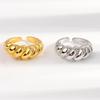 18K Gold Plated Stainless Steel Twist Bread Design Ring Croissant Adjustable Rings for Women Thick Stacking Band Couple Jewelry