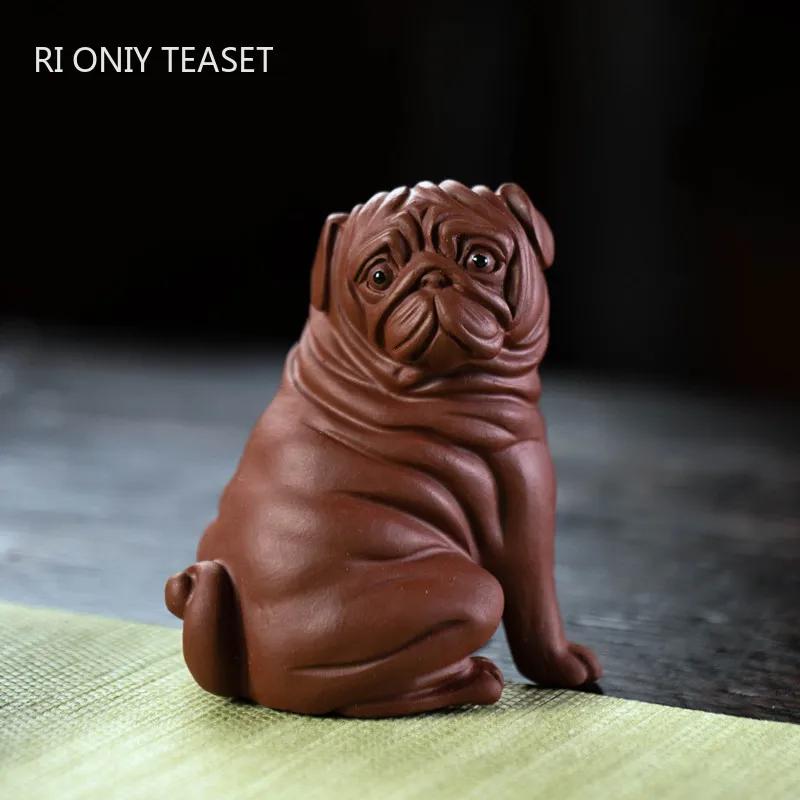 Yixing Purple Clay Tea Pet Chinese Zodiac Dog Statue Animal Tea Figurine Ornaments Household Handmade Tea Set Decoration