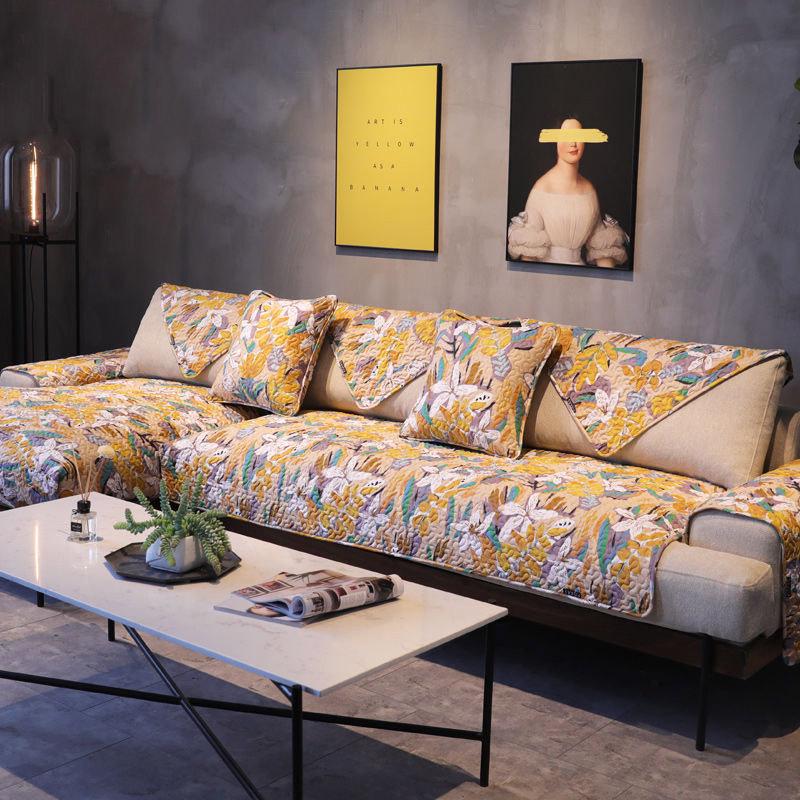 Pure Cotton Sofa Cover Retro Sofa Towel Thick Slipcover Non-slip Sofa Couch Cover Corner Towel Mats