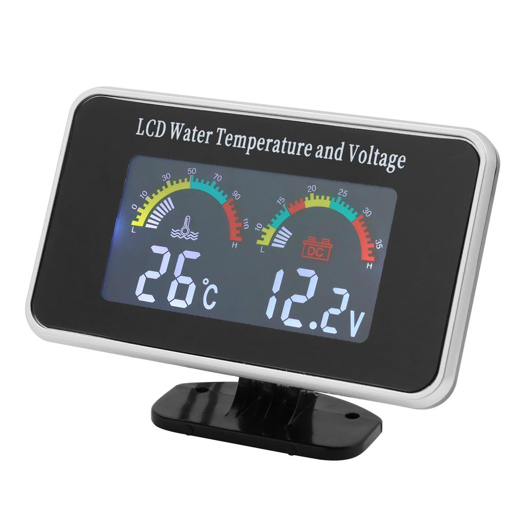 AD Waterproof LCD Digital Car Truck Voltmeter Water Temp Gauge Temperature Sensor 10mm Temperature Volt Meter 12v Voltage
