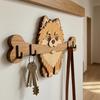 Portachiavi in Legno da Parete, Gancio per Ingresso a Forma di Cane che Tiene un Osso per Casa, Cucina, Corridoio, Organizer Rustico per Chiavi, Guinzaglio per Cani