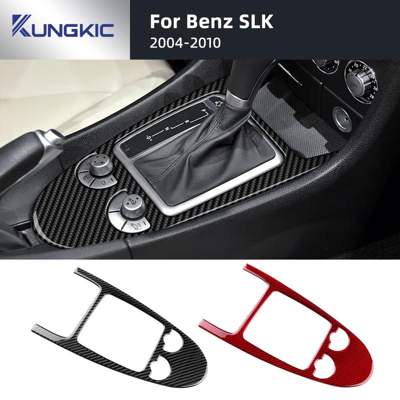 Per Mercedes Benz SLK R171 2004 2005 2006 2007 2008 2009 2010 Auto Controllo Centrale Leva Cambio Vera Fibra di Carbonio Morbida Adesivo Decorativo