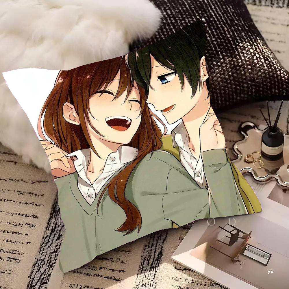 Japanese Classic Anime Horimiya Vintage Pillow Case Fashion Square Pillowcase Bedroom Sofa Room Ins Decoration Leisure