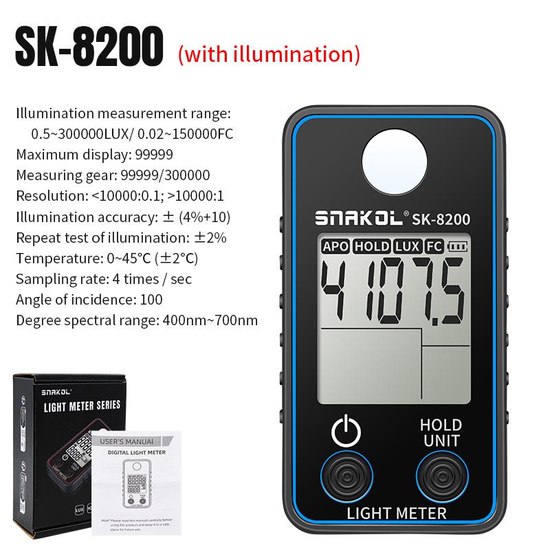 Light Meter Digital Illuminance Meter Handheld Lux Tester LCD 0.5-300,000 Lux/Fc Pocket Luxmeter Photometer Grow Plants
