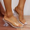 Strange Transparent Heels Slippers Women Summer Plus Size Clear Pvc Sandals Woman Slip On High Heeled Party Shoes