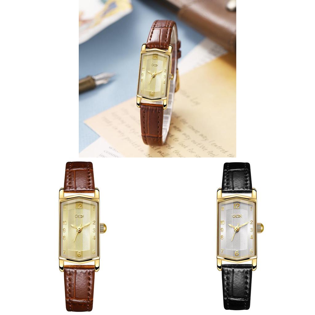 Gedi Womens Leather Watch With Quartz Movement For Elegant Vintage Style