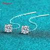 Smyoue 5/6.5mm Tassel Round Cut Moissanite Drop Earring for Women Classic Four-claws Lab Diamond Ear Jewelry 925 Silver