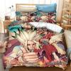 New 3D Anime Dr.STONE Bedding Set Printed Bed Set With Pillowcase Bed Duvet Cover Soft Single Double Queen Super King Size
