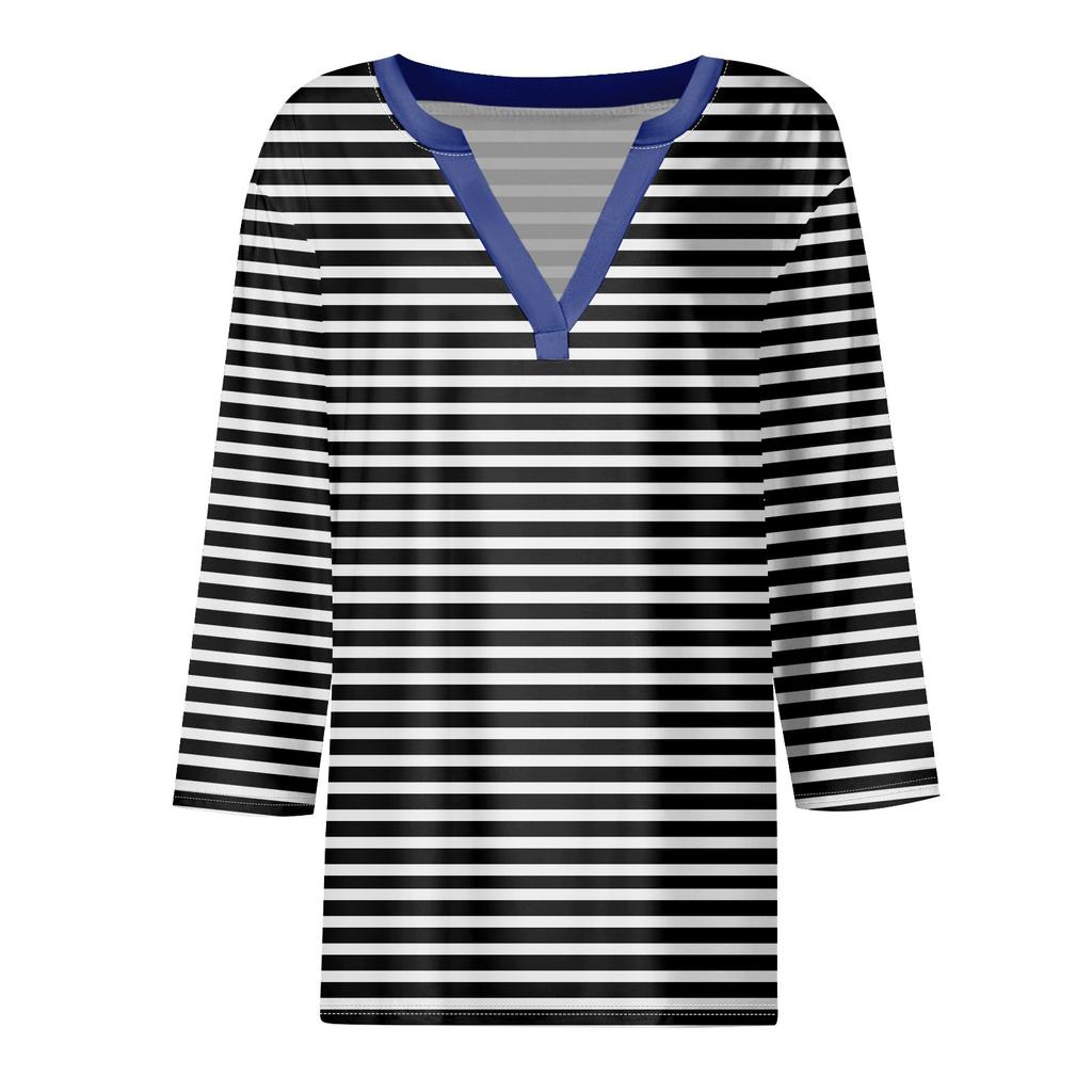 Women's T Shirt Tee Printed 3/4 Sleeve Daily Weekend Fashion Basic V Neck Regular Top