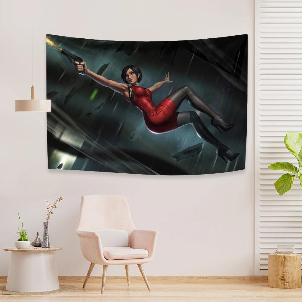 Classic Horror Game Character Tapestry Ada Prints Home Decor Aesthetics Wall Hanging Bedroom Dormitory Backdrop Covering Banner