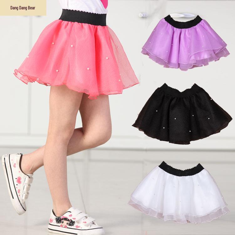 Versatile Girls' Princess Gauze Skirt - Layered Cake Design for All Seasons in Korean Style
