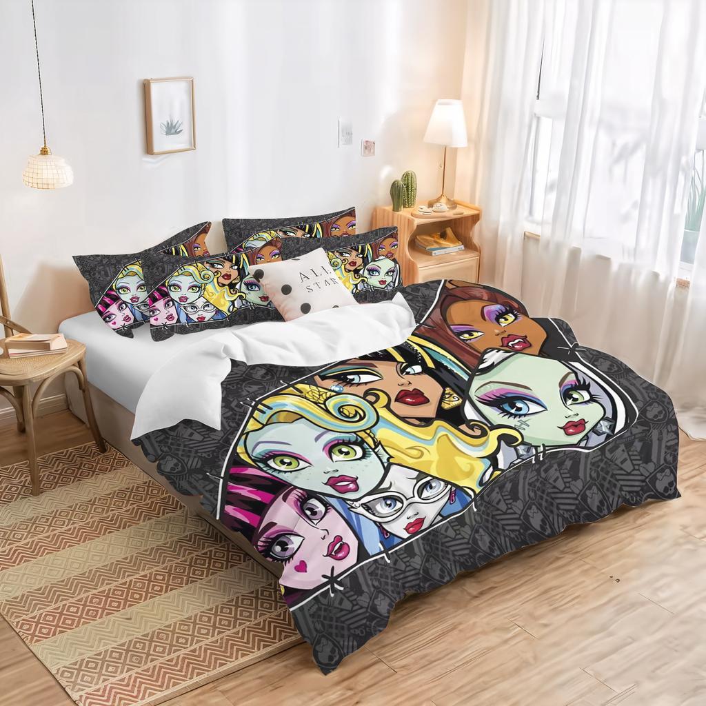 Cartoon Bettbezug Monster Girls Cartoon Für Mädchen Hautfreundlich Atmungsaktiv Bettdecke Wärme Kinderzimmer Bettwäsche
