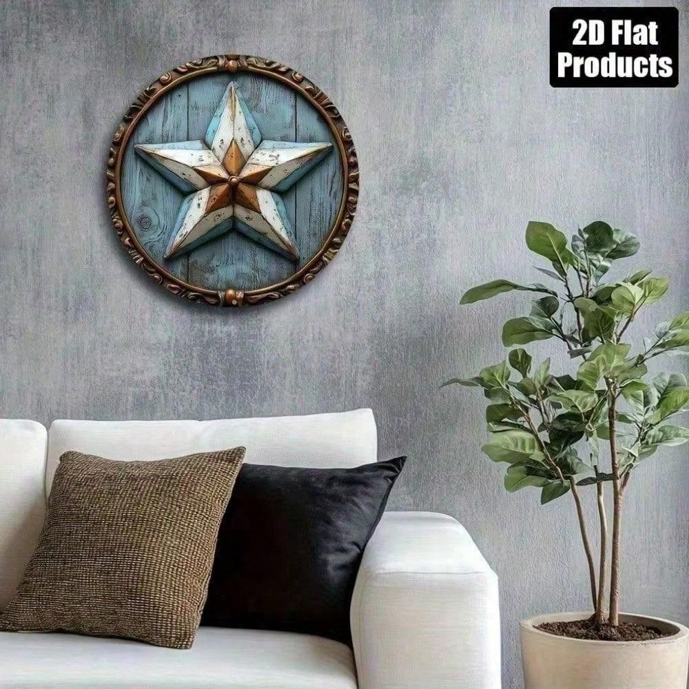 Texas Star 8x8 Inch Metal Wall Sign Rustic Farmhouse Art for Home Bar Kitchen Office
