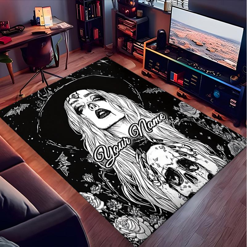 1PC Custom Name Dark Gothic Elegance Theme Floor Mat Ideal for Living Room, Game Rooms, Office, Bedroom,Floor Mat Playful Design
