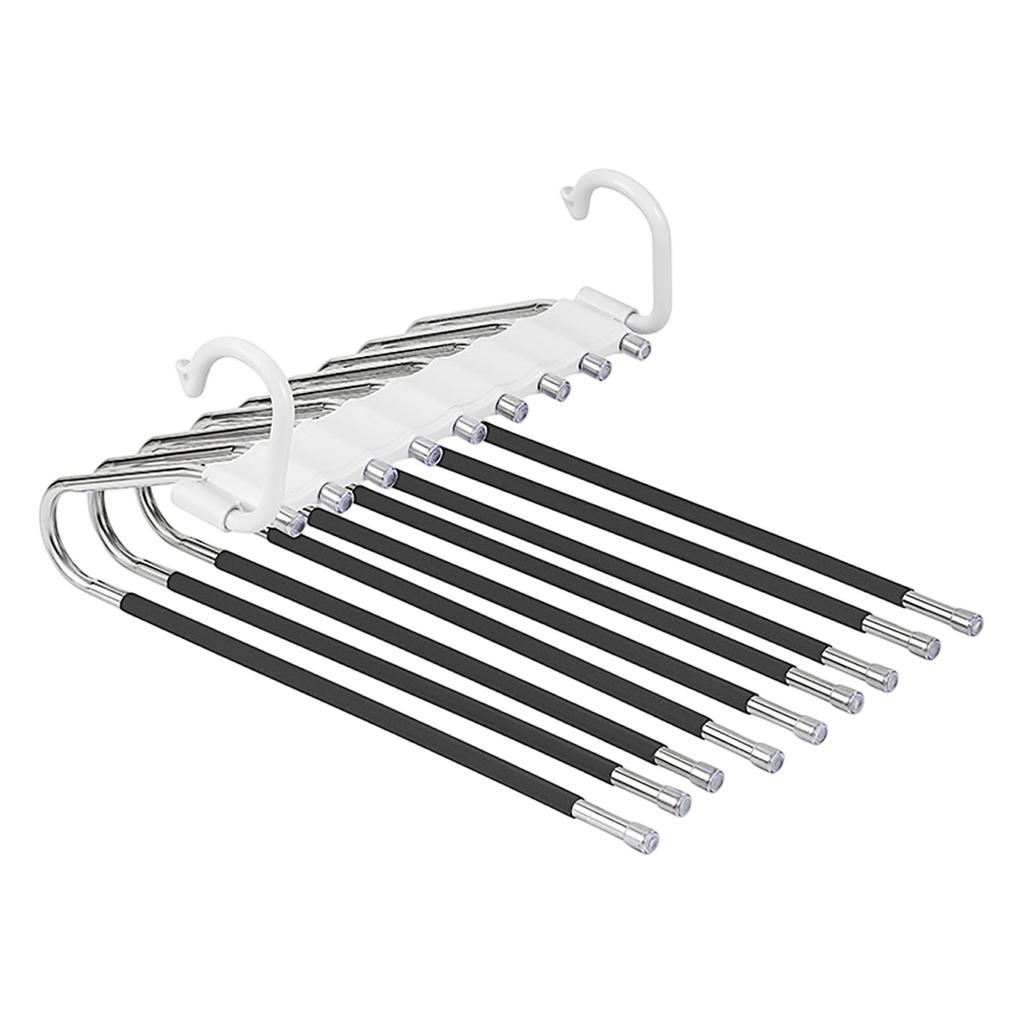Multi-Tier Pants Hanger with 9 Non-Slip Bars Space Saving Closet Organizer Metal Clothes Rack for Home Use