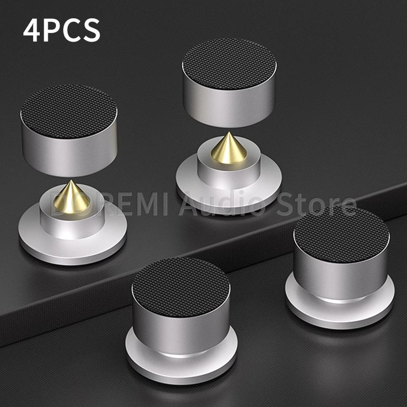 4Pcs HiFi Speaker Spike Stand Foot Pads Aluminum Alloy Shock-absorbing Feet Peg CD Stand Speaker Amplifier Isolation Feet Nail