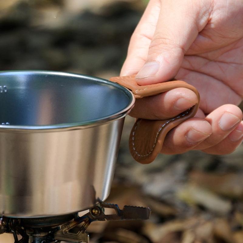 PU Leather Camping Mugs Handle Protectors Cup Handle Wrap Sleeve Camping Bowl Cup Handle Guard Picnics Bowl Handle Cover
