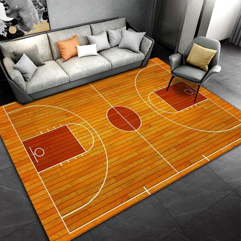 Basketball Court Carpet Basketball Area Rug for Bedroom Bedside Living Room Sofa Table Sport Theme Floor Mat Ball Games Doormat