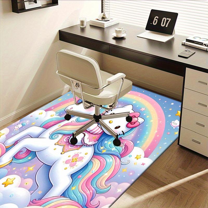 Office Rug Unicorn, Hello Kitty Anti-Slip Rug, Machine Washable for Living Room, Bedroom, Office, Multiple Sizes, Bedroom Mat, Decorative Mat, Durable