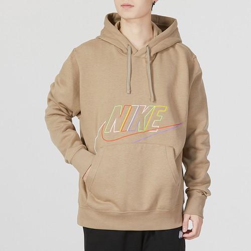 Nike Letter Logo Embroidered Hooded Pullover Sweatshirt for Men with Drawstring