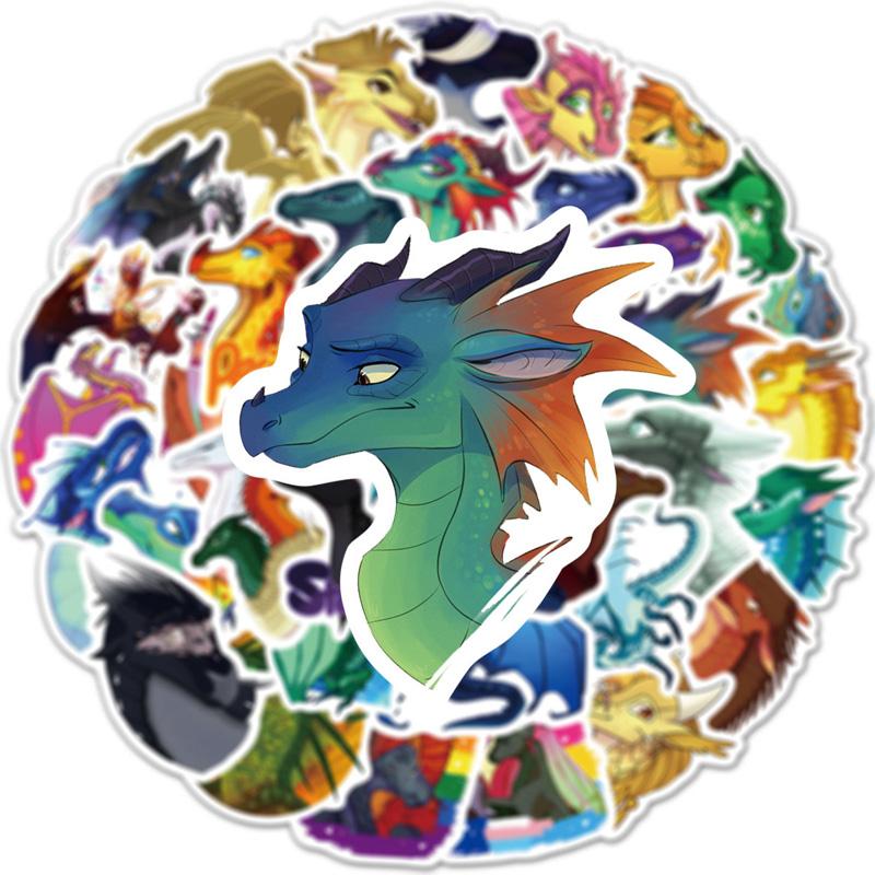 60Pc Fire Wing Dragon Cartoon Stickers Same Cute Stickers Vtuber Luggage Stickers Mug Stickers Notebook Decoration Stickers