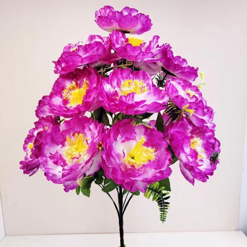 Artificial Flower 18 Heads Flash Peony Put Flower Living Room Decoration Silk Flower Indoor Flower Fake Flower
