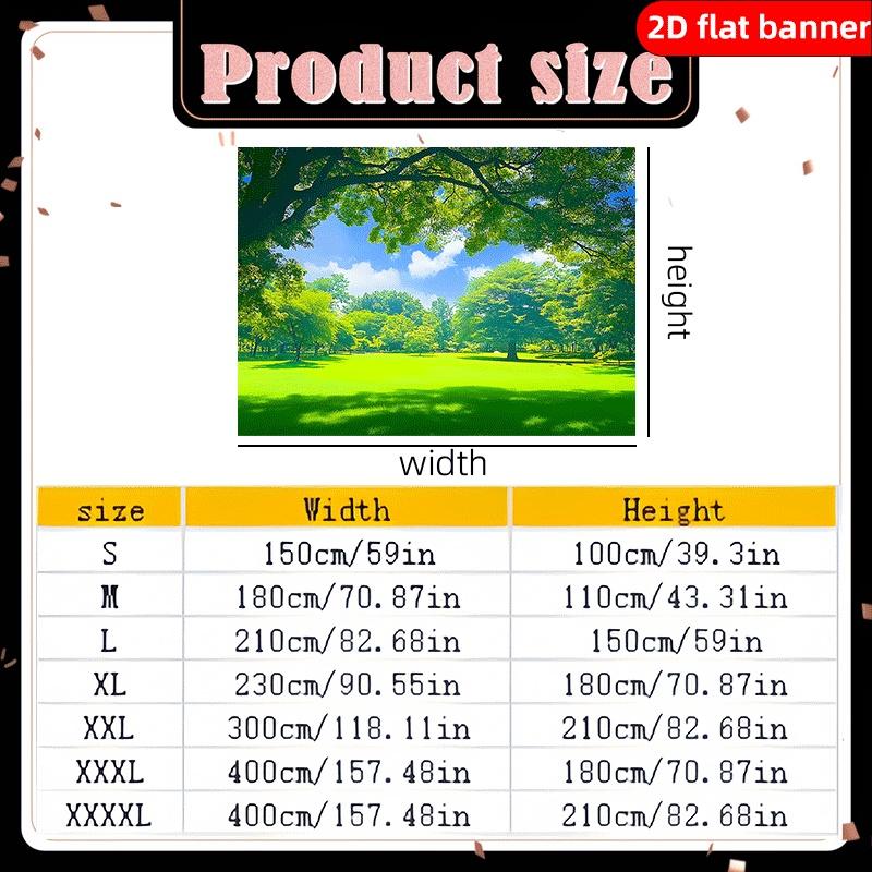 2D flat printing party banner: 1 green grass and tree background banner