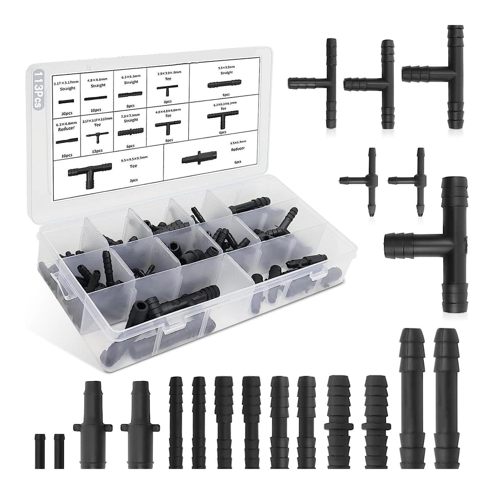

113 шт./компл. Ассортимент соединителей для шлангов T-образный соединительный комплект для шлангов Комплект для полива Комплект соединителей для шлангов