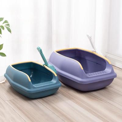 Large Capacity Cat Litter Box Semi Closed Plastic Sand Box For Cats Pet Toilet Anti Splash Cat Tray Cleaning Bath Basin Supplies