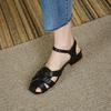 Women's low-heeled sandals summer new simple temperament solid color versatile large-size bag head sandals