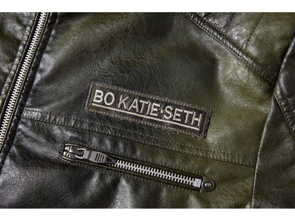 [English Details] Men's PU Leather Motorcycle Jacket - European Size, New Design with Plush Lining