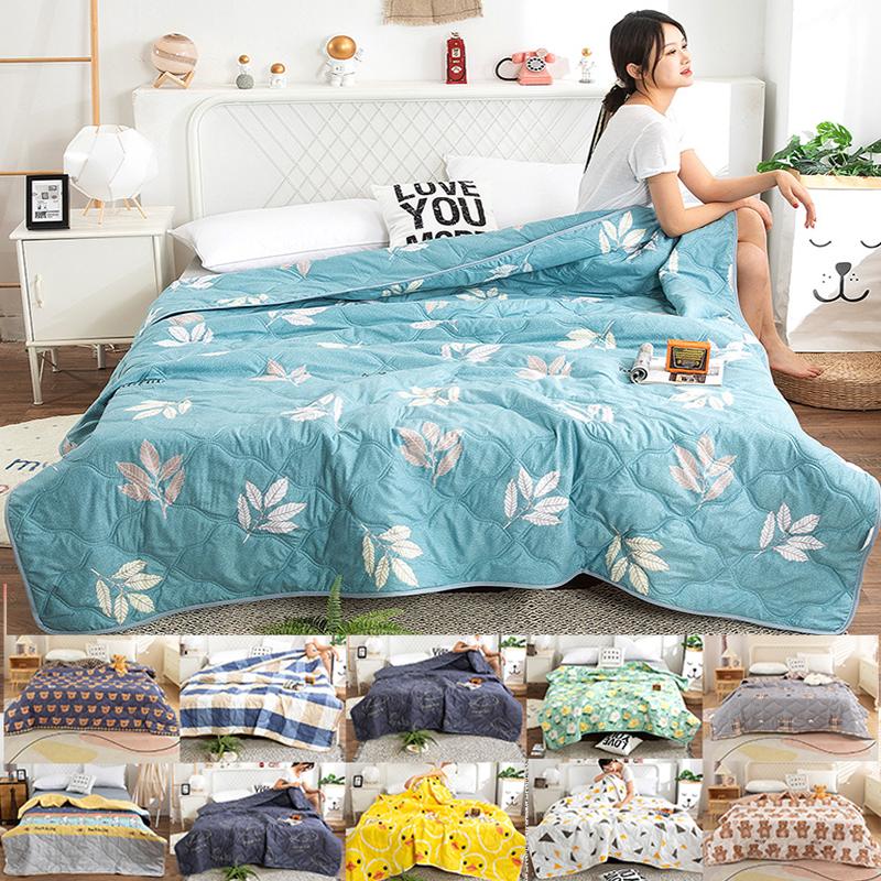 

New Printed Quilt Washed Cotton Quilt Spring and Autumn Quilt Summer Cool Quilt Thin Blanket Home Textiles Machine Washable Skin Friendly Bedding 100*150cm